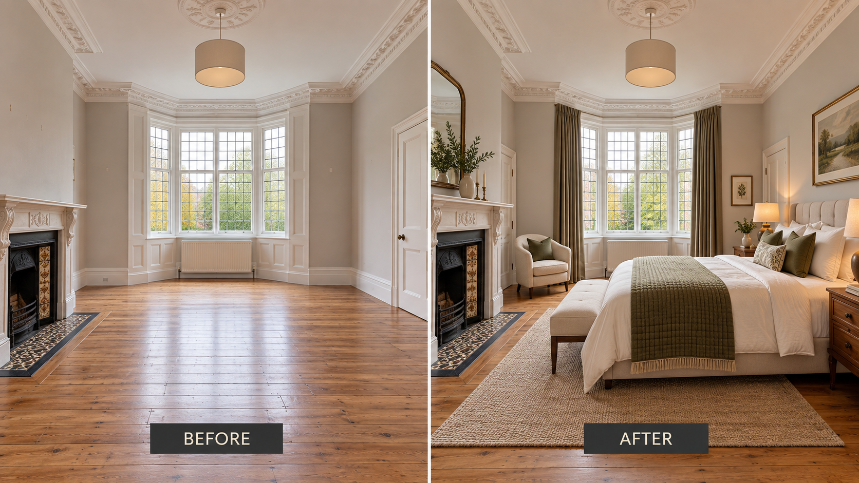Birmingham bedroom — before and after